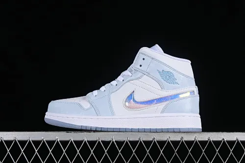 All categories Air Jordan Jordan series basketball shoes Air Jordan 1 Mid Z version Air Jordan 1 Mid GS "Glitter Swoosh" AJ1 Joe 1 ice blue crystal Zhongbang basketball shoes FQ9117-400